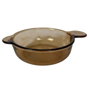 Corning Visions Grab-it Bowl 240-B Amber Glass Cookware Dish With Handles